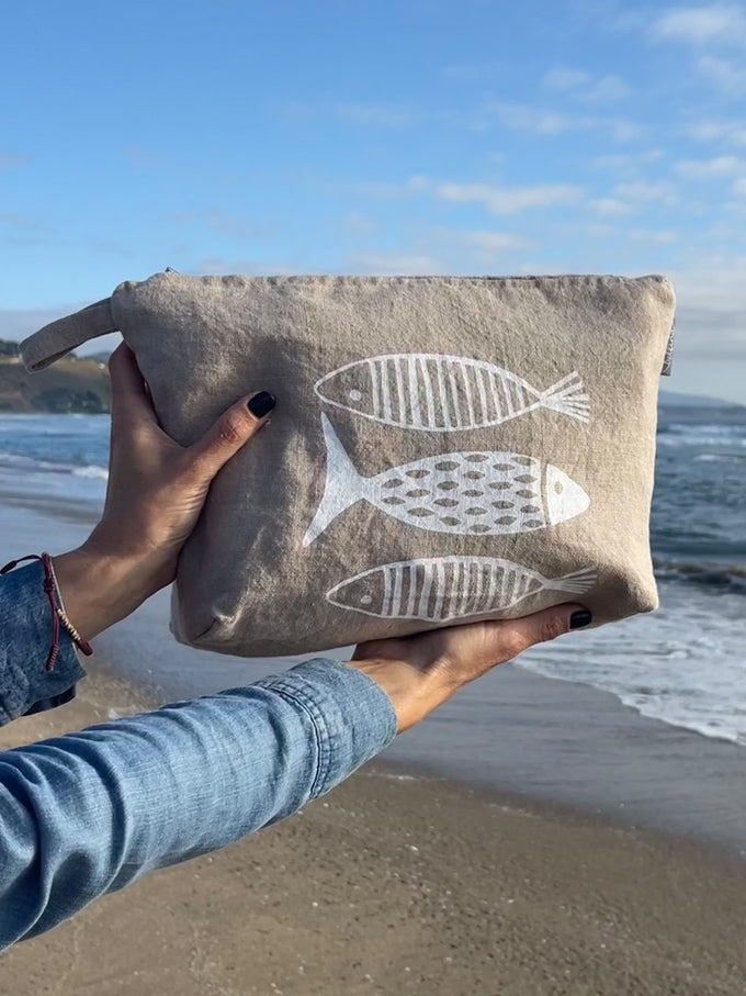 Necessaire Lino Impermeable Mediano Colección Cala