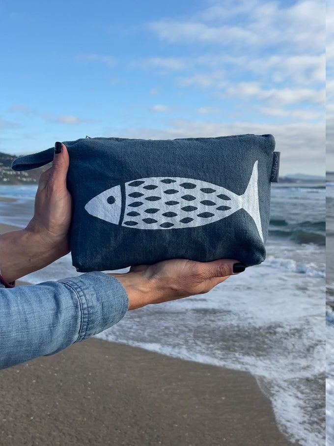 Necessaire Lino Impermeable Mediano Colección Cala