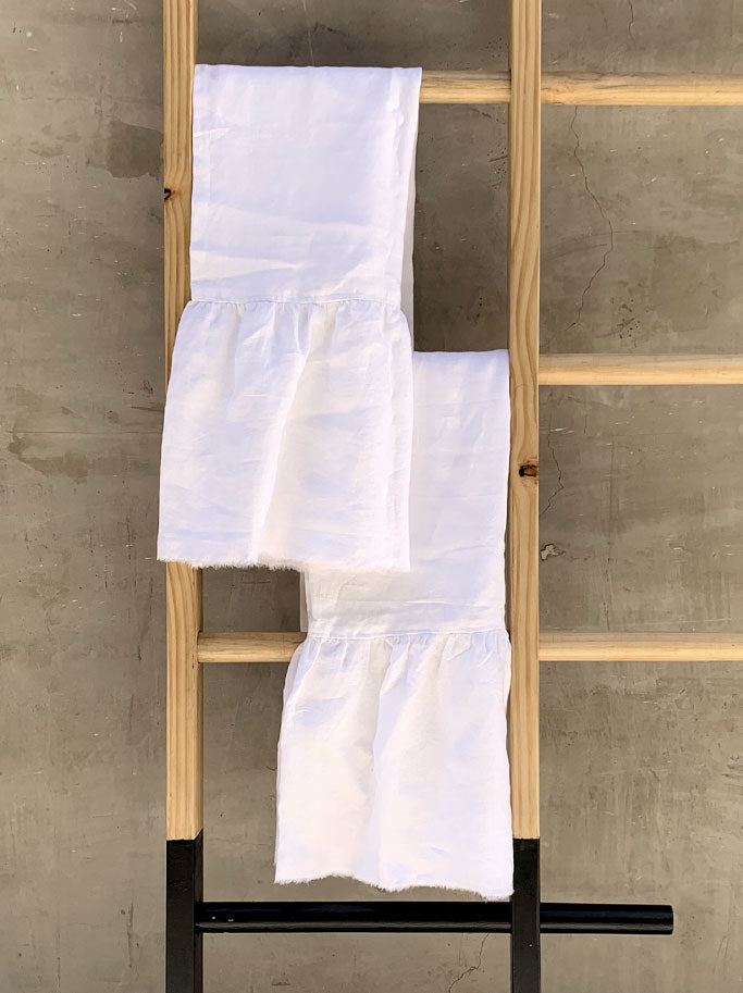 Funda Cojín 50 x 90 más vuelo Lino Blanco Tradicional