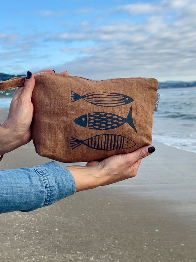 Necessaire Lino Impermeable Mediano Colección Cala