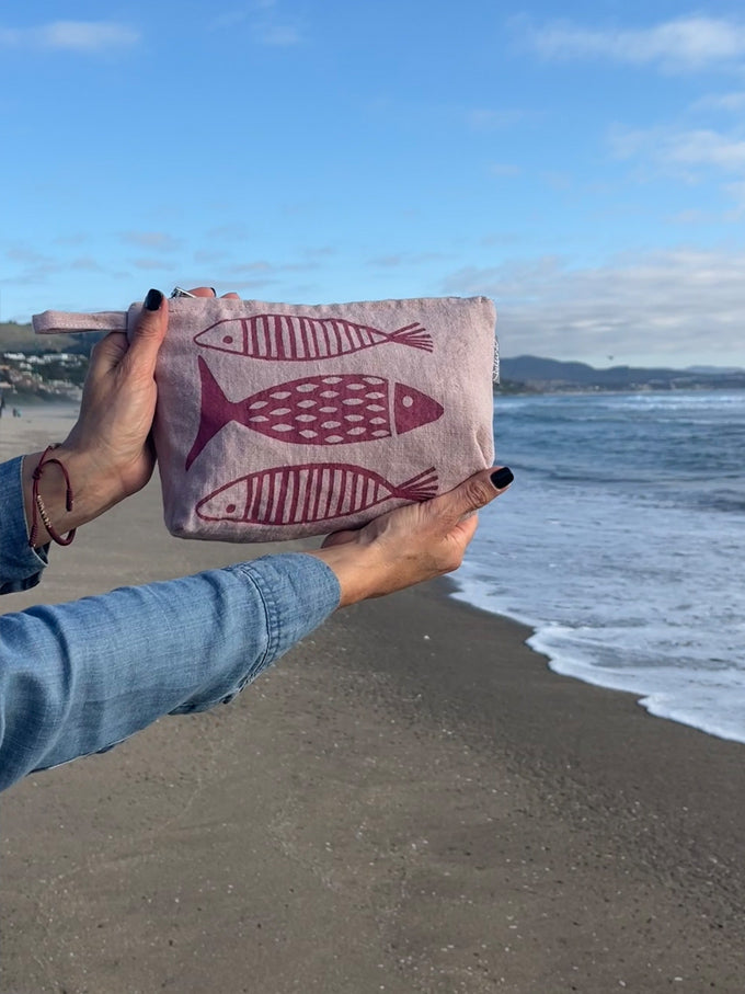 Necessaire Lino Impermeable Mediano Colección Cala