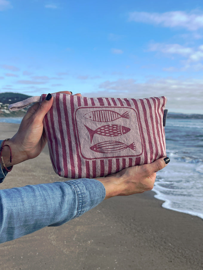 Necessaire Lino Impermeable Mediano Colección Cala