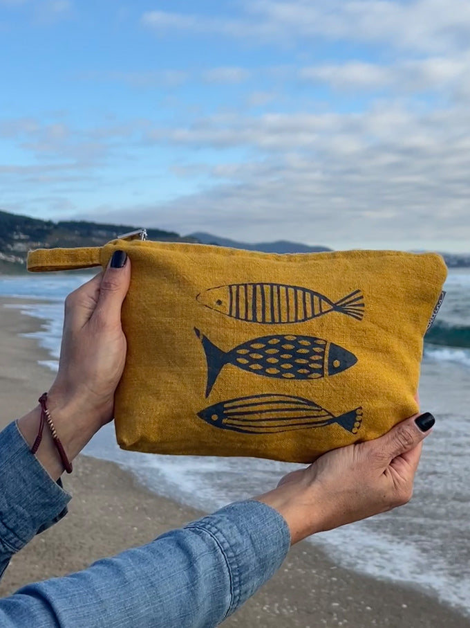 Necessaire Lino Impermeable Mediano Colección Cala