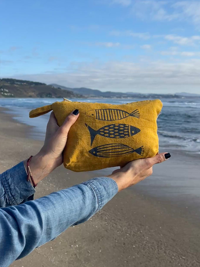 Necessaire Lino Impermeable Mediano Colección Cala