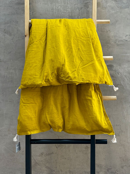 Piecera ó Sofá Cover 160 x 80 Lino Mostaza Tradicional, relleno en pumon de plumas